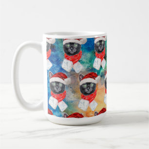 Taza De Café Gato negro lindo divertido vacaciones de Navidad
