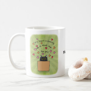 Taza De Café Gato Negro Lindo En Caja Regalo Para Amante De Los