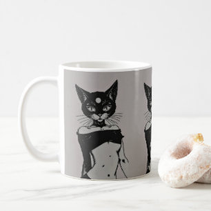 Taza De Café Gato negro lindo Estética gótica Anime