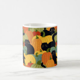 Taza De Café Gato negro lindo y calabaza Patrón Halloween conti