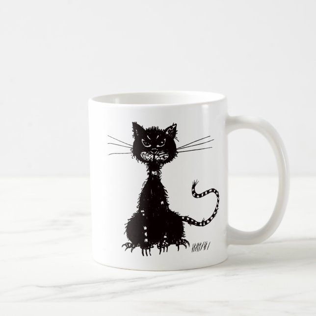 Taza De Café Gato negro malvado (Derecha)