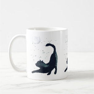 Taza De Café Gato negro Mascota bonita gatito acuarela Hermoso