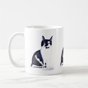 Taza De Café Gato negro Mascota bonita gatito acuarela Hermoso