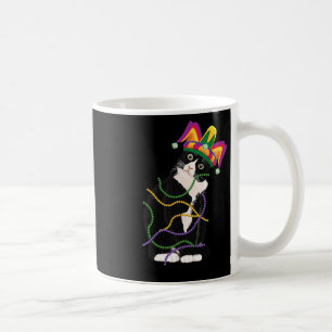 Taza De Café Gato negro Meow Mardi Gras Mask Fleur De Lis Cat L