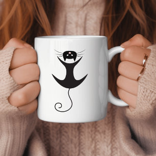 Taza De Café Gato negro moderno y elegante
