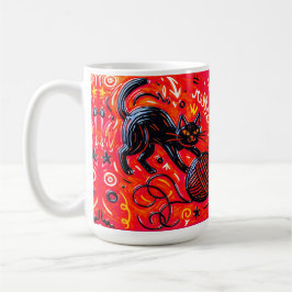 Taza De Café Gato negro naranja  