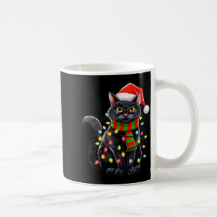 Taza De Café Gato Negro Navidad Sombrero Santa Divertido Gatos