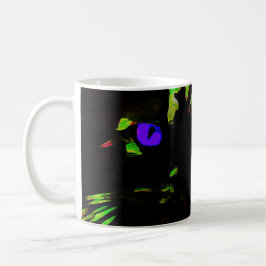 Taza De Café Gato negro neón con ojos brillantes