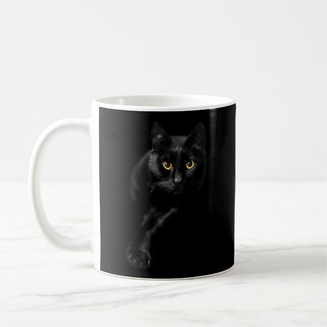 Taza De Café Gato negro ojos amarillos (Izquierda)