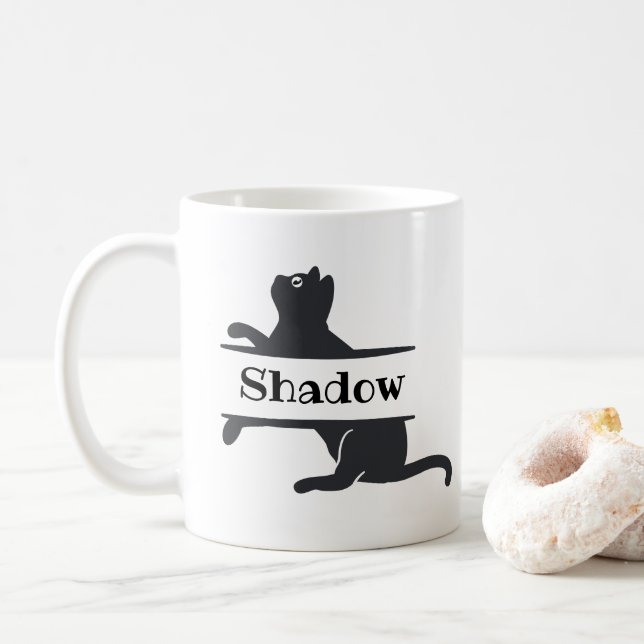 Taza De Café Gato negro personalizado (Con donut)