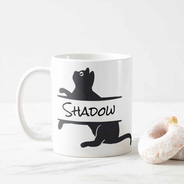 Taza De Café Gato negro personalizado (Con donut)