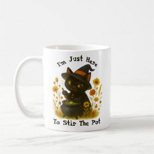 Taza De Café Gato negro picante "Estoy aquí para remover la oll