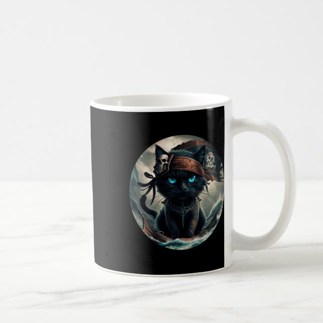 Taza De Café Gato negro pirata (Derecha)
