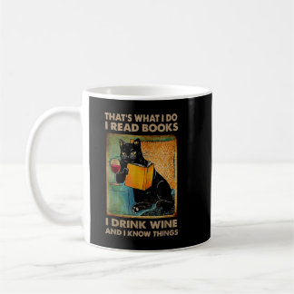 Taza De Café Gato negro que es lo que leo libros que bebo Wi