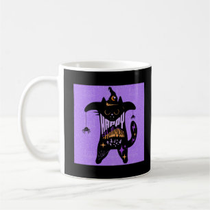 Taza De Café Gato Negro Retro Divertido Halloween