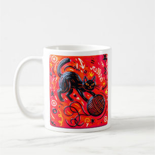 Taza De Café Gato negro rojo 