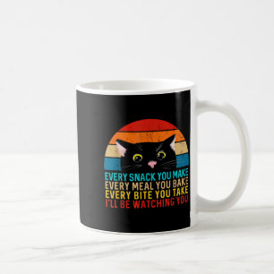 Taza De Café Gato Negro Temático Cada Snack Que Haces Retro Esp