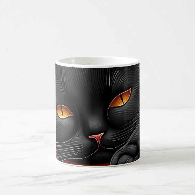 Taza De Café Gato negro tendido frente a una chimenea (Centro)
