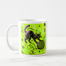 Taza De Café Gato negro verde