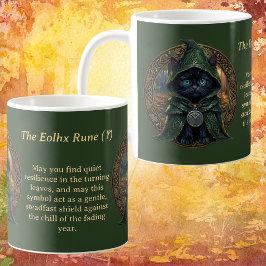 Taza De Café Gato negro Whimsigoth Místico Runas Eolhx Hallowee
