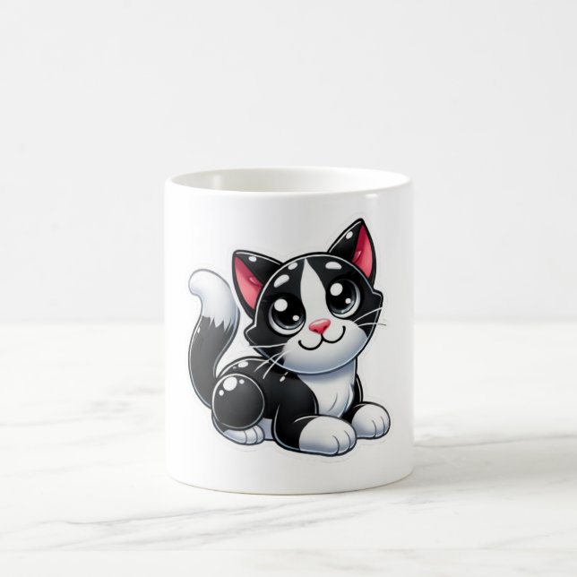 Taza De Café Gato negro y blanco (Centro)