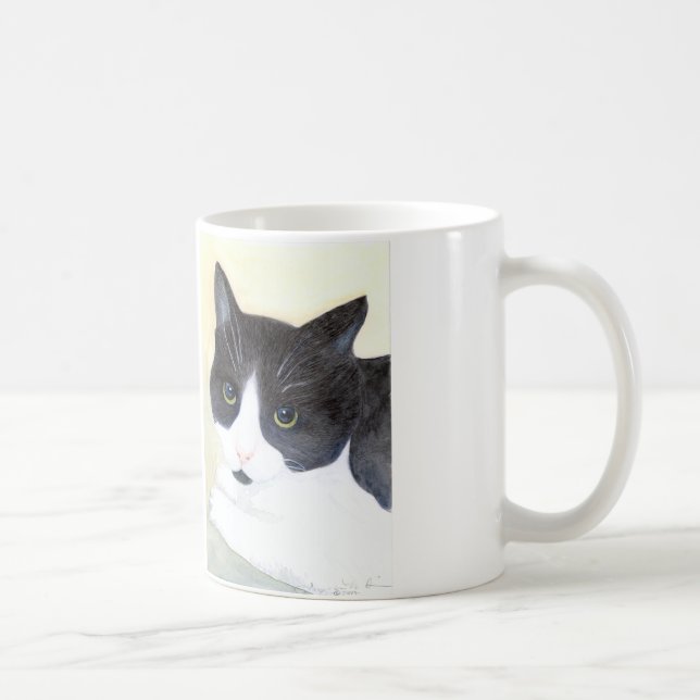 Taza De Café Gato negro y blanco (Derecha)