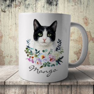 Taza De Café Gato negro y blanco acuarela