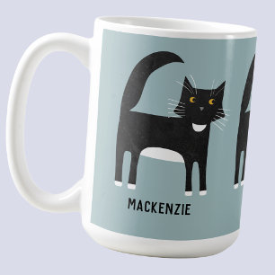 Taza De Café Gato negro y blanco personalizado