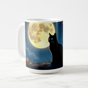 Taza De Café Gato negro y calabazas