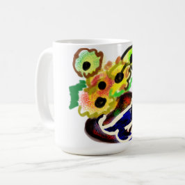 Taza De Café Gato negro y girasoles