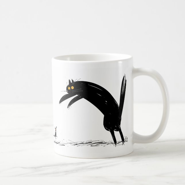 Taza De Café Gato negro y ratón en la danza (Derecha)