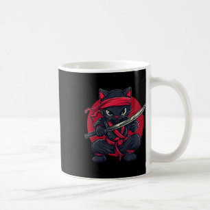 Taza De Café Gato Ninja Samurai Japón Bandera japonesa Kawaii F