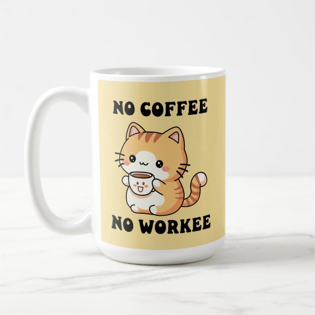 Taza De Café Gato No Café No Trabajo Gruñón Humor Línea Regalo (Izquierda)