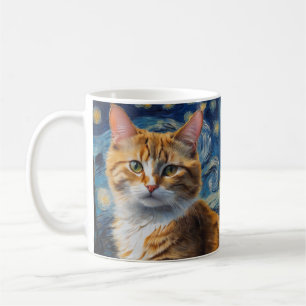Taza De Café Gato nocturno estrellado