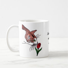 Taza De Café Gato oliendo una rosa