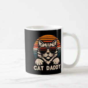 Taza De Café Gato Papá Gafas de sol Puesta de sol Retro Peludo 