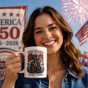 Taza De Café Gato Patriota Americano 250 Años 1776-2026 
