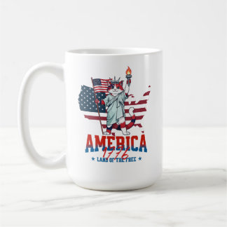 Taza De Café Gato Patriota del 250 Aniversario de América