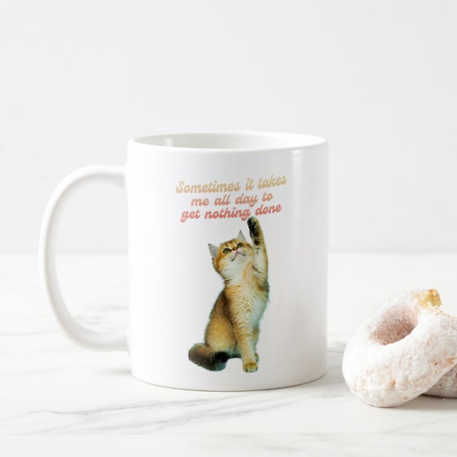 Taza De Café Gato perezoso amante gracioso gato (Con donut)