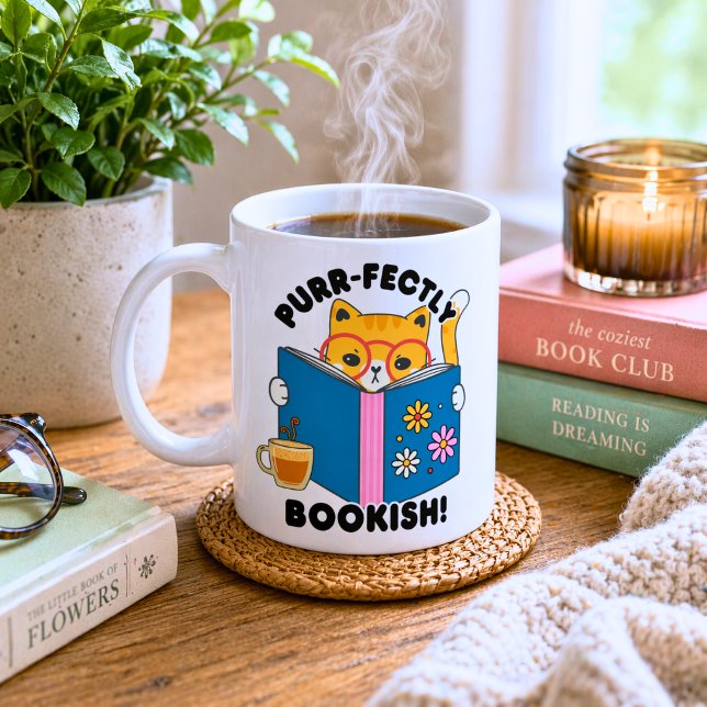 Taza De Café Gato perfectamente libresco (Subido por el creador)