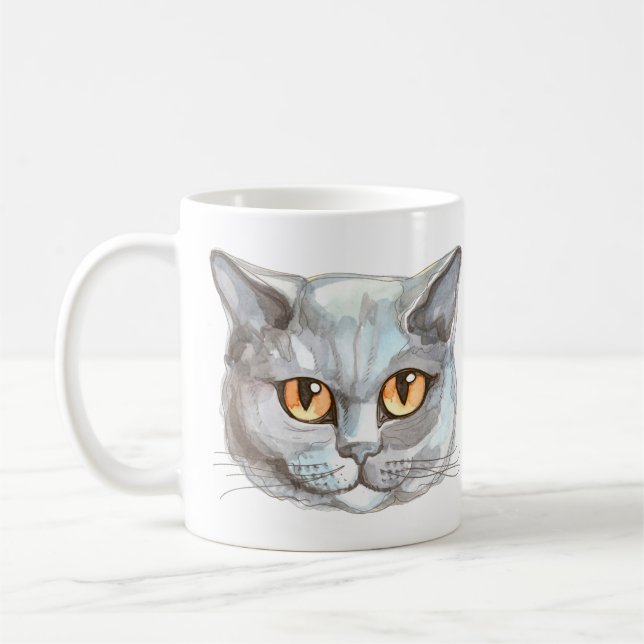 Taza De Café Gato persa acuarela (Izquierda)