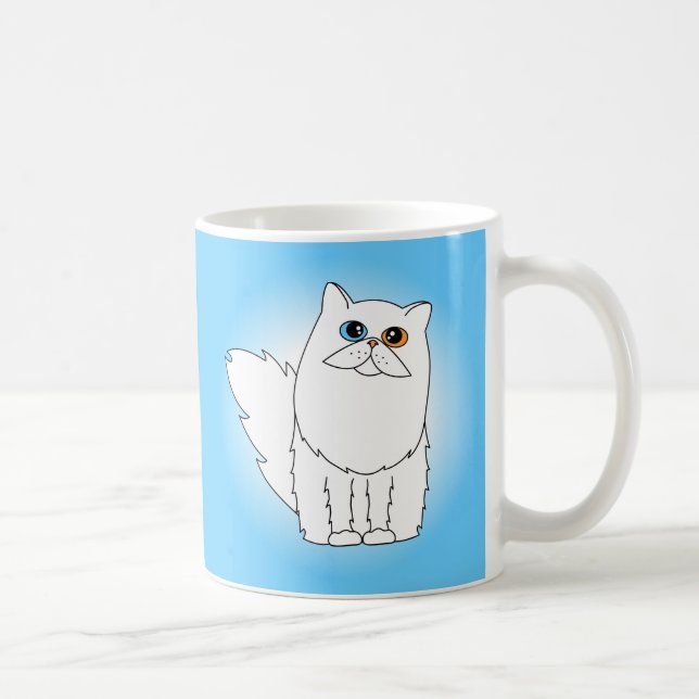 Taza De Café Gato persa blanco con los ojos impares (Derecha)