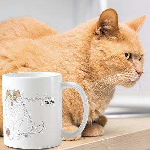 Taza De Café Gato Persa Esponjoso y Adorable con Meow Divertido