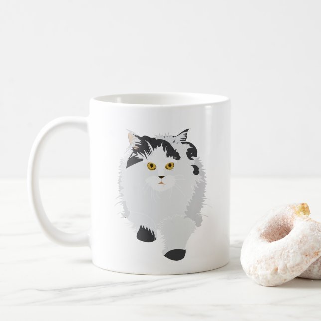 Taza De Café Gato Persa Gatito (Con donut)