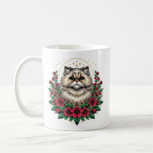 Taza De Café Gato persa lindo, Kitty persa floral