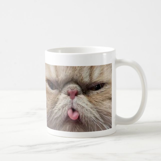 Taza De Café Gato persa que pega la lengua hacia fuera (Derecha)
