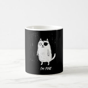 Taza De Café Gato Pirata – Arte Divertido Mínimo de Gatos
