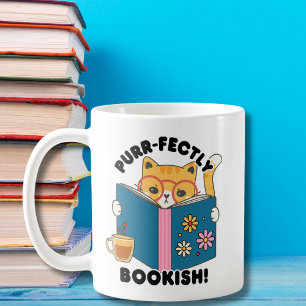 Taza De Café Gato Purr-fectamente Bookish