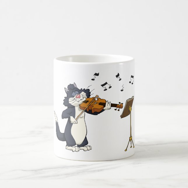 Taza De Café Gato que toca el violín (Centro)