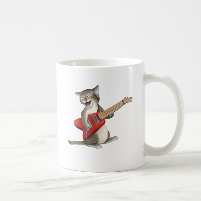 Taza De Café Gato que toca la guitarra (Derecha)